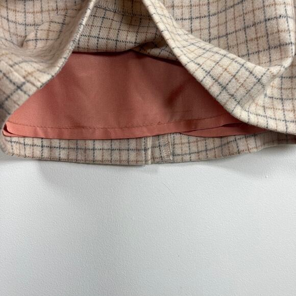 Vintage Kellwood Company Wool Plaid A-Line Skirt Beige Gray Check Lined Size 10 - Picture 3 of 10